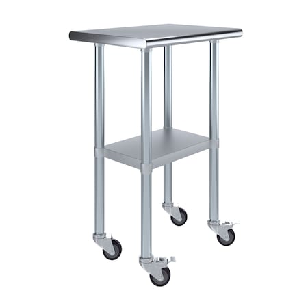 Amgood 18 in. x 24 in. Stainless Steel Table With Wheels AMG WT-1824-WHEELS
